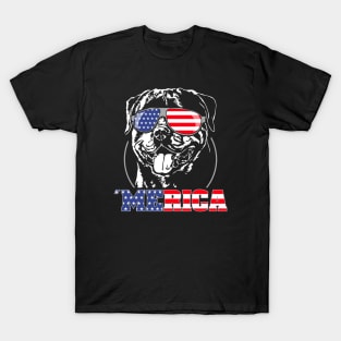 Proud Rottweiler American Flag Merica dog T-Shirt